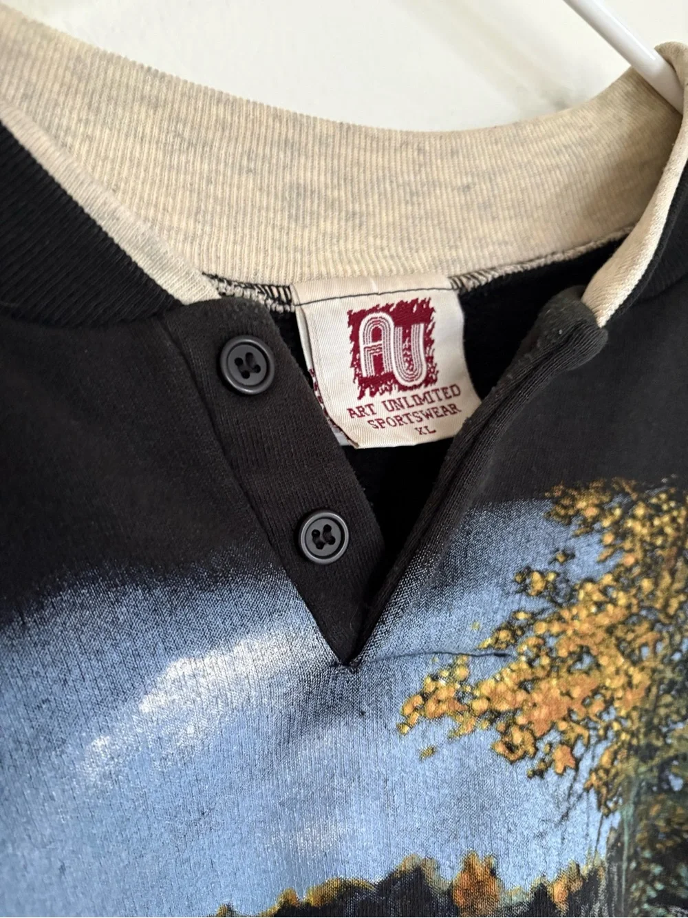Black Deer Scenic Sweatshirt with Lake Print - Picture 3 of 7